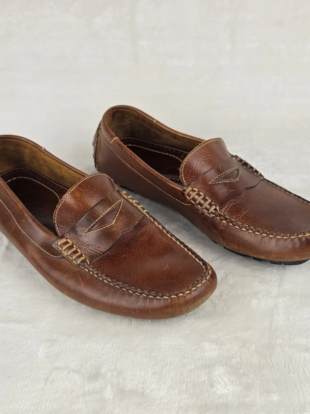 G.H. Bass Fairlane Mens 8.5M Brown Leather Driving Moc Penny Loafers Brazil